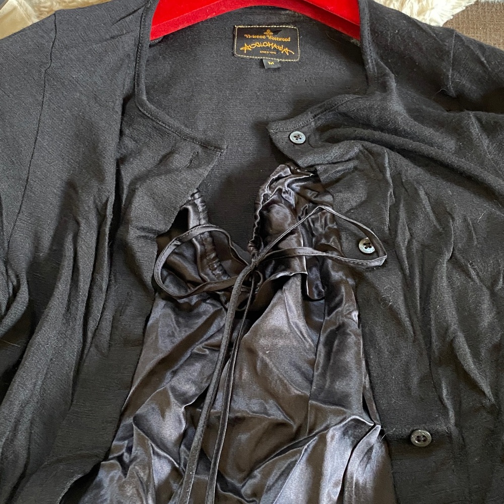 Vivienne Westwood Thin Wool Silk Combination Dress Logo Buttons Black - Picture 8 of 11